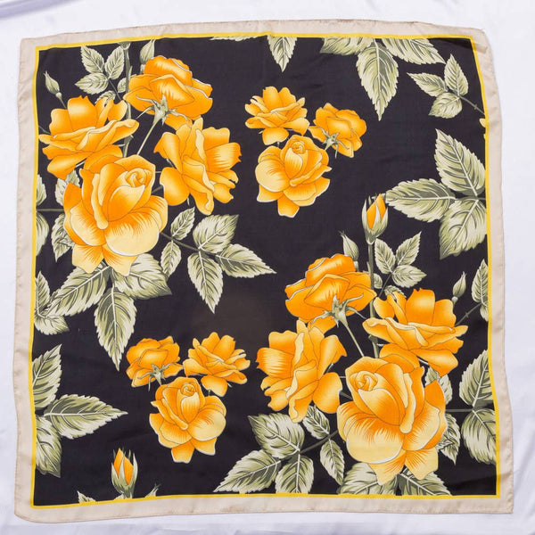 FLOWER SILKY BANDANA SQUARE NECK SCARF, DS 31169: YL - Lulu Bella Boutique