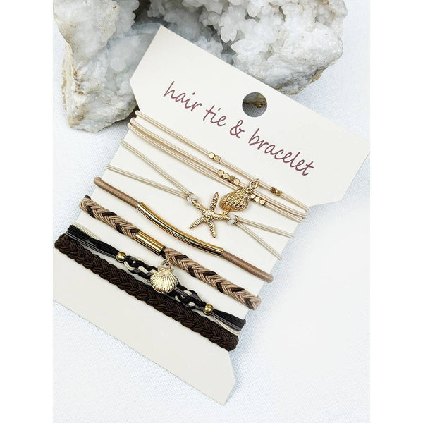 Boho Inspired BEACH Theme Hair Tie Bracelets: MIX COLOR / ONE(6) - Lulu Bella Boutique