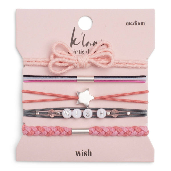 "Wish" Silver Star Hair Tie Bracelets: Medium