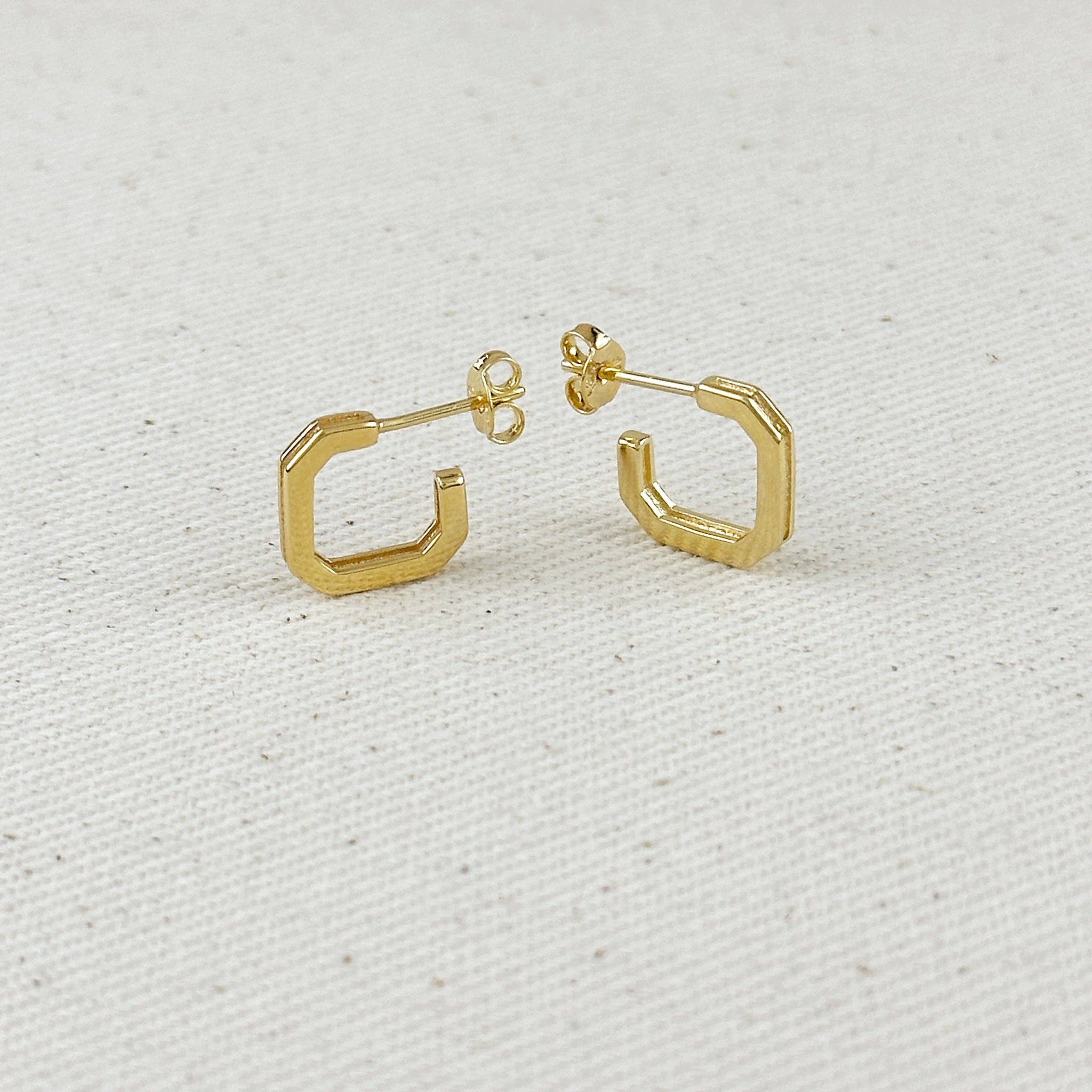 18k Gold Filled Square C-Hoop Earrings: 14mm - Lulu Bella Boutique