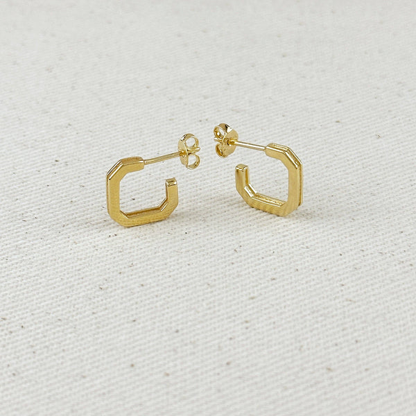 18k Gold Filled Square C-Hoop Earrings: 17mm - Lulu Bella Boutique