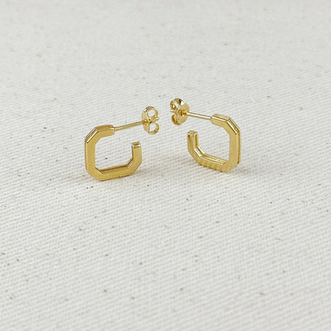 18k Gold Filled Square C-Hoop Earrings: 14mm - Lulu Bella Boutique