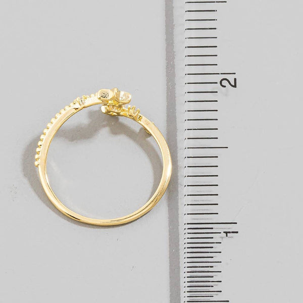 Gold Dipped Cz Double Star Open Ring