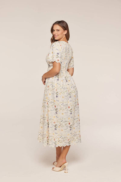Embroidered Floral Dress: CREAM / S - Lulu Bella Boutique