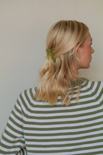 4 Stone Claw Clip: Cream Marble