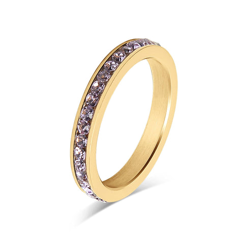 18K Gold PVD CZ Eternity Stainless Steel Ring: June / 7