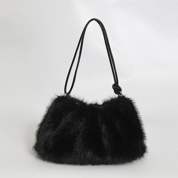 WINTER FASHIONABLE ALL-MATCH FUR PLUSH BAG_CWAB3918: Black / (OS) 1 - Lulu Bella Boutique