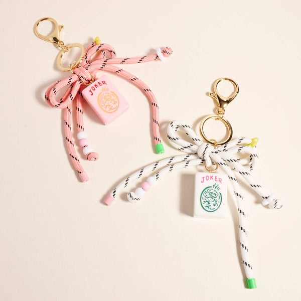 7 Inch Mahjong Joker Tile Cord Keychain Bag Charm: Pink / ONE