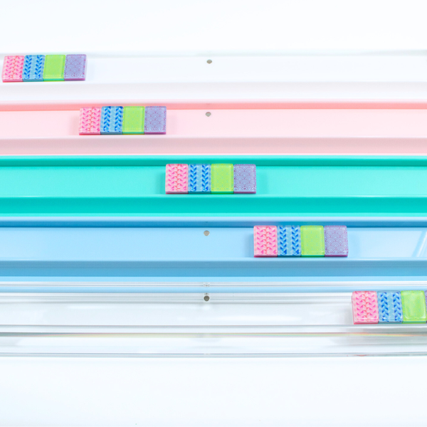 MAHJONG RACKS | Premium Acrylic | 4 Racks + 4 Pushers: Solid Macaron Blue