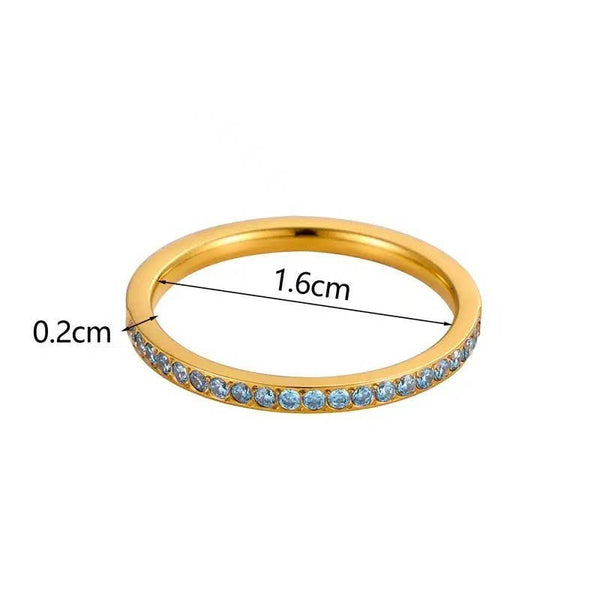 18K STAINLESS STEEL TARNISH FREE BAND RING: BLUE