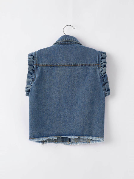 4th of july Stars Stripes Vest Girls Denim Vest: 5 - Lulu Bella Boutique