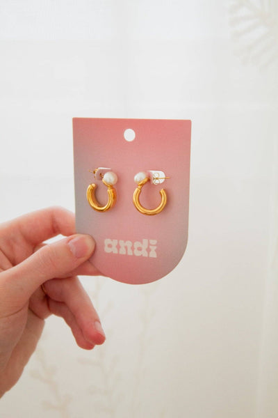 Shiny Pearl Hoops
