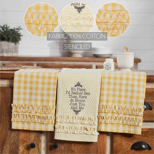 Buzzy Bees Ruffled Tea Towel Set of 3 19x28 - Lulu Bella Boutique