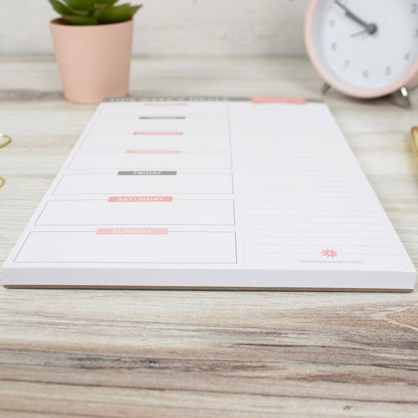 6x9 Magnetic Meal Planning Pad, Choose Design: Grey & Pink