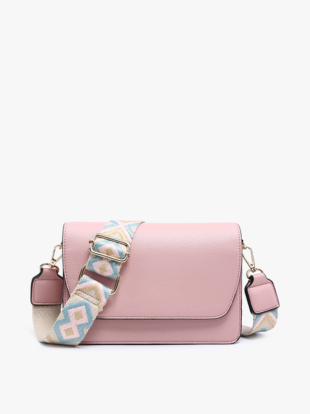 M2278 Noah Flapover Crossbody w/ Guitar Strap: Black - Lulu Bella Boutique