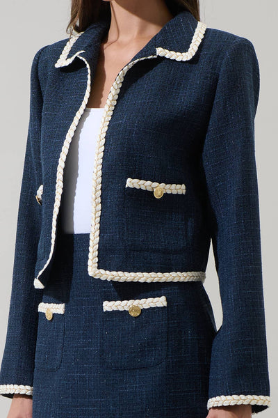 Persis Floss Tweed Blazer: Navy