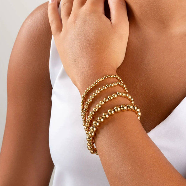 14K Gold Filled PLUS™ Metal Bead Stretch Bracelet: Gold / 6mm