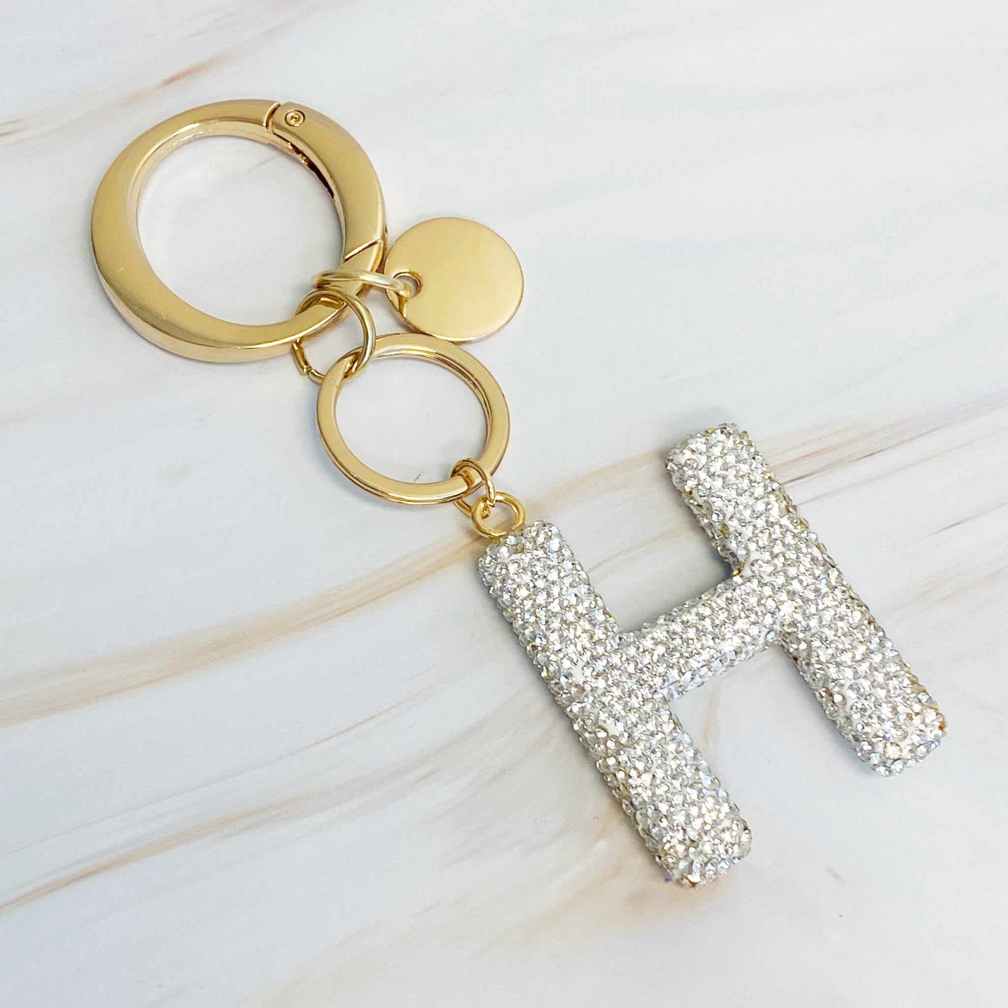 It Girl Glam Initial Key Chain: Crystal Clear / H