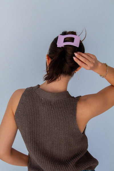 Rectangle Cutout Claw Clip: Pink - Lulu Bella Boutique
