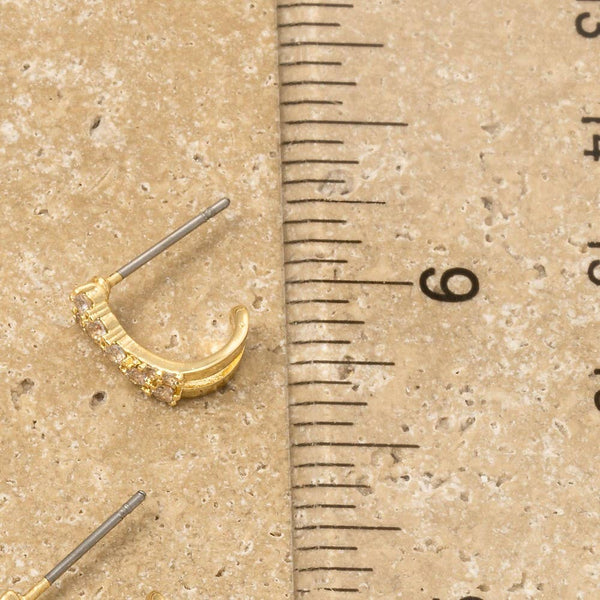 Gold Dipped Cz Pave X Hoop Earrings: GOLD