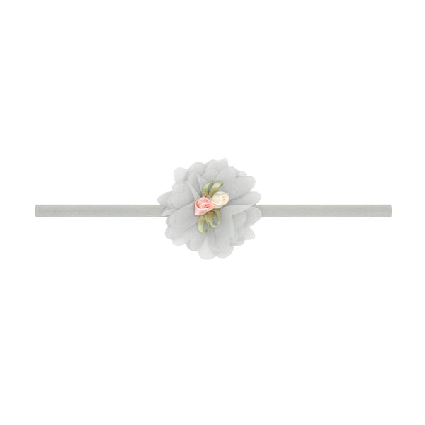 Baby Bling® Flower Skinny soft nylon headband: Magnolia Dusty Blue