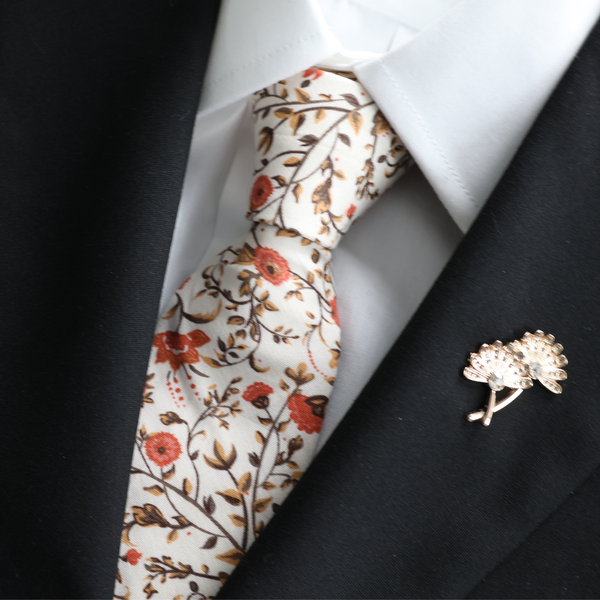 Shay Cinnamon Floral Skinny Tie: Skinny Regular Length