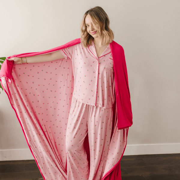 Cherry Swaddle Blanket: Adult (57" x 72") - Lulu Bella Boutique