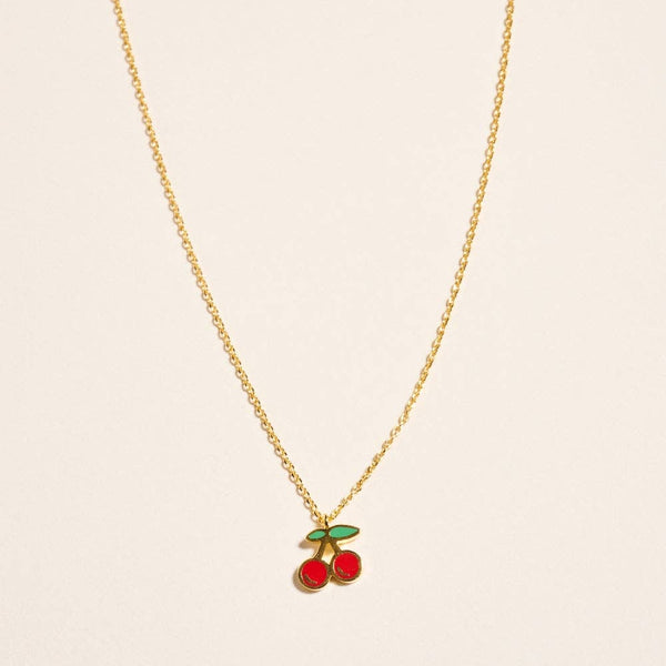 18K Gold Dipped Cherry Cherries Summer Necklace: 18K GD / ONE