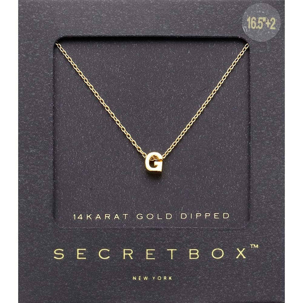 SECRET BOX_14K Gold Dipped Initial Monogram Pendant Necklace: ~J~