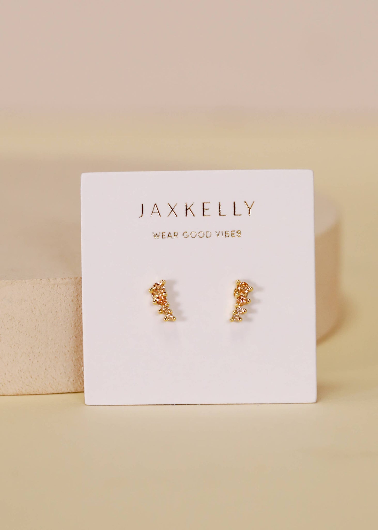 Mini Crawler - Champagne CZ - Gold Earrings