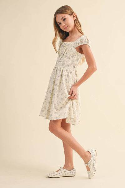 TWEEN GIRLS KIDS RUCHED SHOULDER MINI DRESS (7/14) : 7/8 - Lulu Bella Boutique