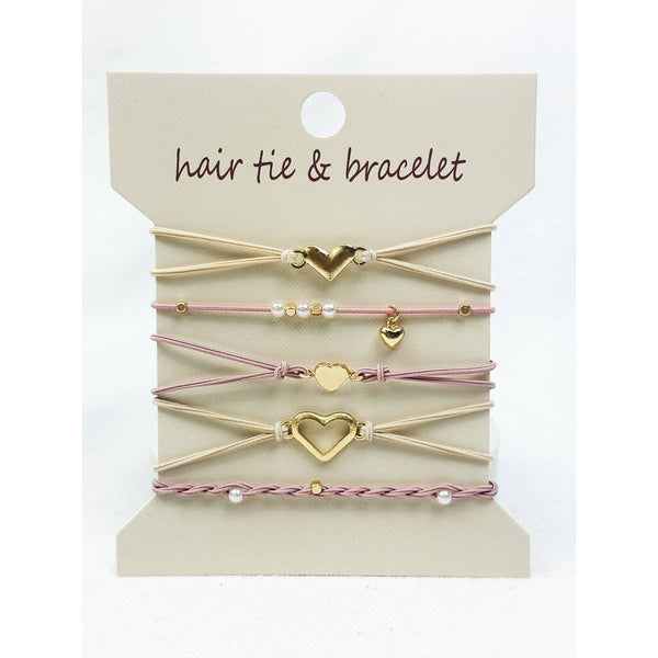 Boho Inspired Minimal Heart Hair Tie Bracelets: MIX COLOR / ONE(6) - Lulu Bella Boutique