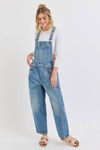 Mid Waisted Barrel Overall [WV89597BR-M1]: S - Lulu Bella Boutique