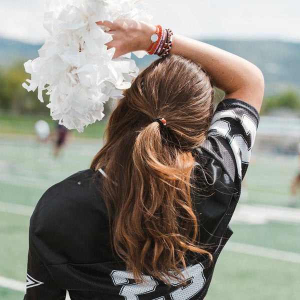 "Game Day" Red, Black & White Hair Tie Bracelets: Medium