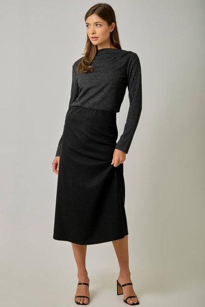 Essential Wool Blend Midi Skirt: Black