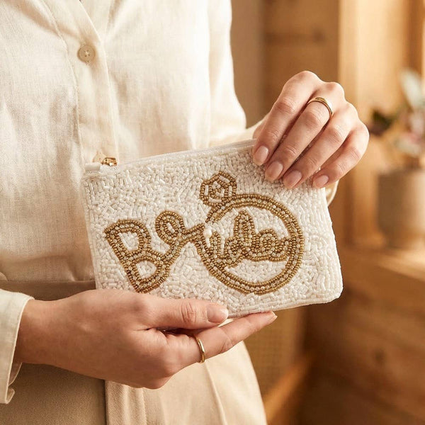 Bride And Ring Themed Seed Beaded Coin Purse: MULTI - Lulu Bella Boutique