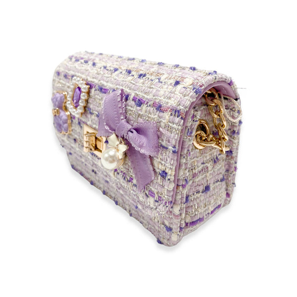 B1322 Teddy & Bow Tweed Purse (2 Colors): Purple