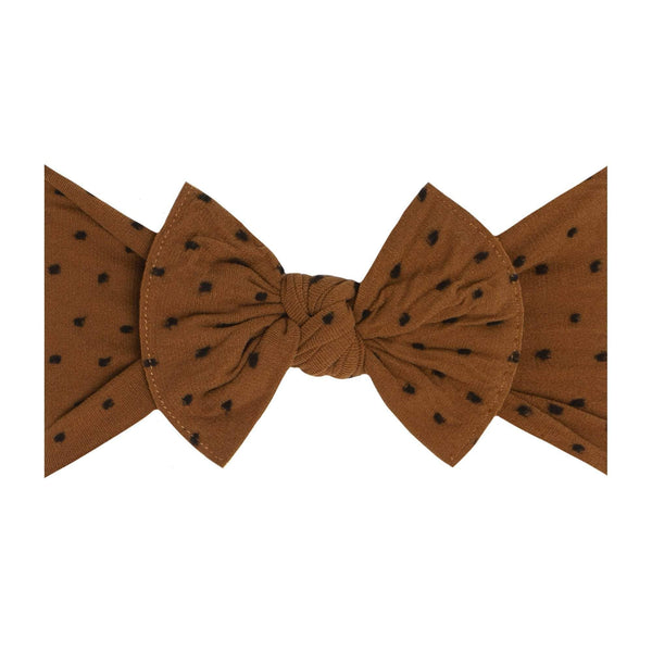 Baby Bling® Shabby Dot Knot soft nylon headband: Pink/Pink dot