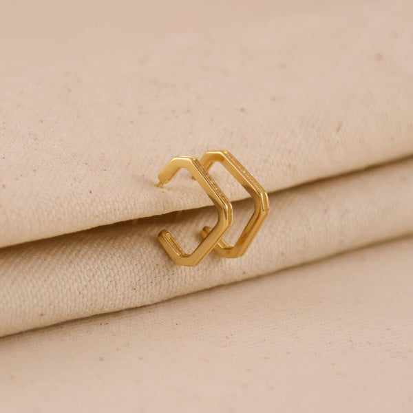18k Gold Filled Square C-Hoop Earrings: 17mm - Lulu Bella Boutique