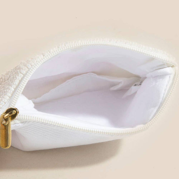 Cherry And Ribbon Bow Seed Beaded Coin Purse: MULTI