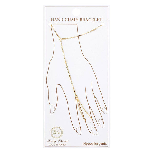 Gold Dipped Hand Chain Bracelet: Rhodium - Lulu Bella Boutique