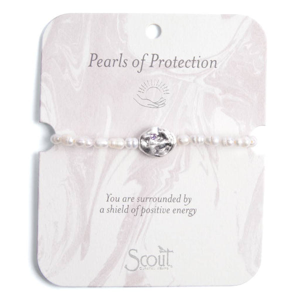 Pearl Affirmation Bracelet - Protection/Silver - Lulu Bella Boutique