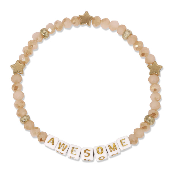 Kids Colorful Words Beaded Stretch Bracelets: Sisters - Midnight Blue - Lulu Bella Boutique