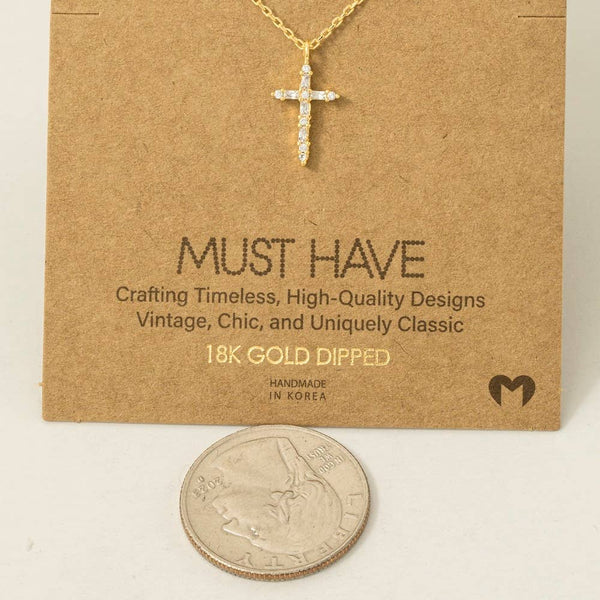 Cz Cross Pendant Necklace: S - Lulu Bella Boutique