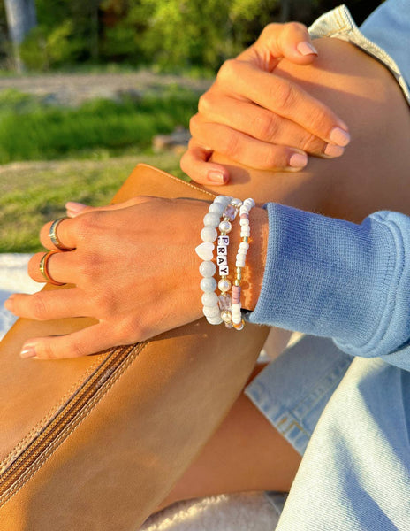 Pray Pearl Letter Bracelet: Small - Lulu Bella Boutique