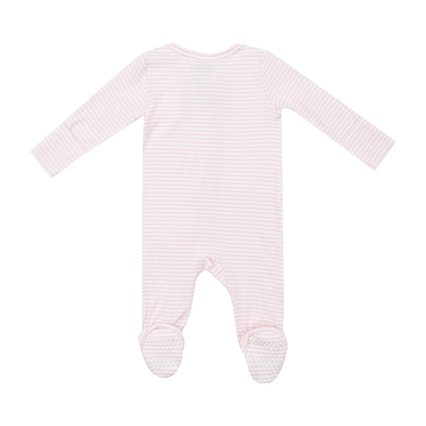 2 Way Zipper Footie- Pink Stripe