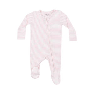 2 Way Zipper Footie- Pink Stripe