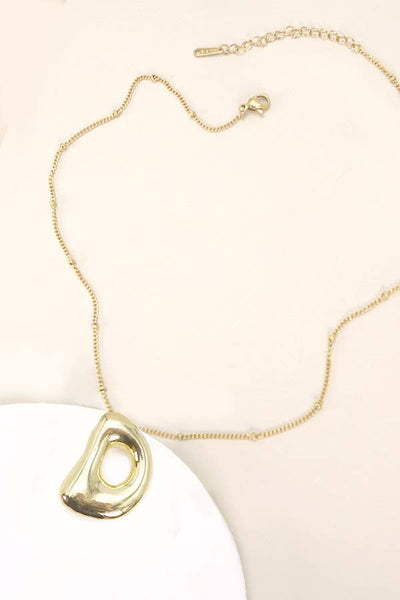 STAINLESS STEEL BALLOON BUBBLE INITIAL NECKLACE | 40NK316: T