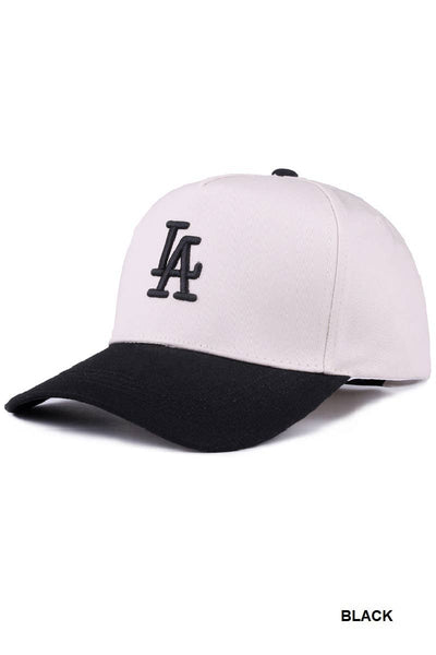 La City Logo Two Tone Canvas Cotton Cap: DK FOREST / 1 (ONE SIZE) - Lulu Bella Boutique