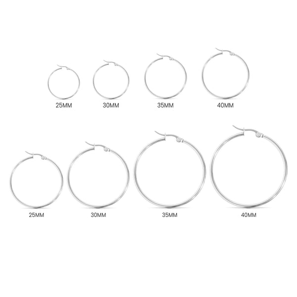 18K Gold PVD Stainless Steel Round Tube Hoop Earrings: Gold / 40mm